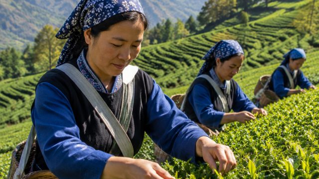 Lijiang Yongxing tea farmers are busy picking tea before Qingming Festival