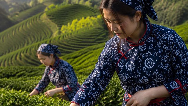 The fragrance of tea in March in Yangchun is busy in Fengqing, the tea village